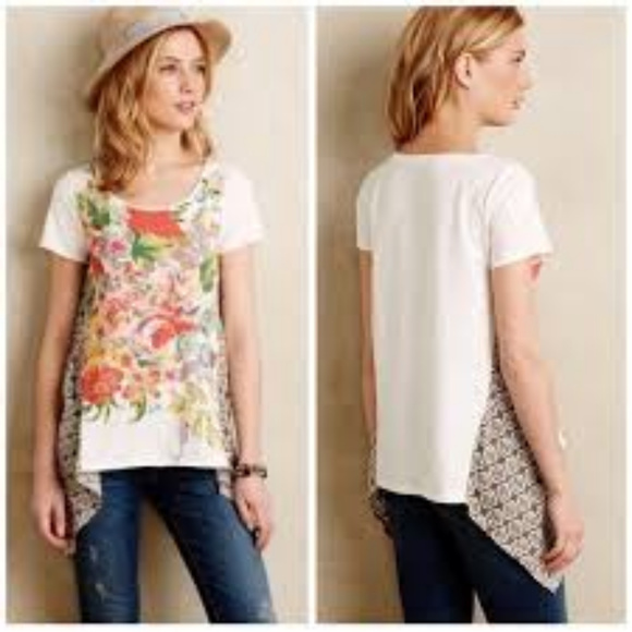 Anthropologie Tops - ❌sold❌ Anthro Little Yellow Elysia Floral Tee